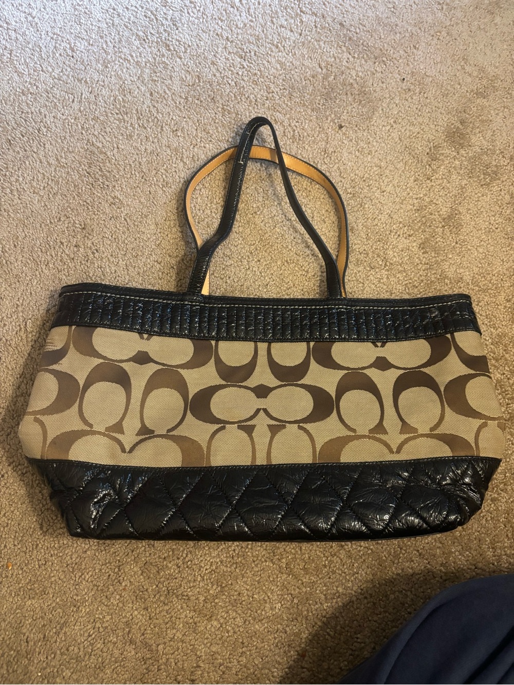 Coach Signature Canvas and Leather Tote in Brown/Black